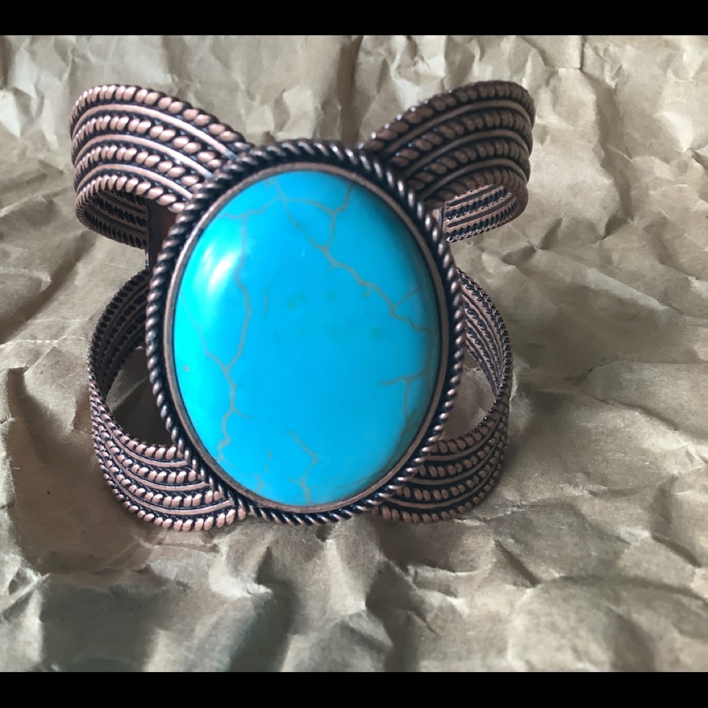 Beautiful Turquoise and Copper Cuff Braclet
